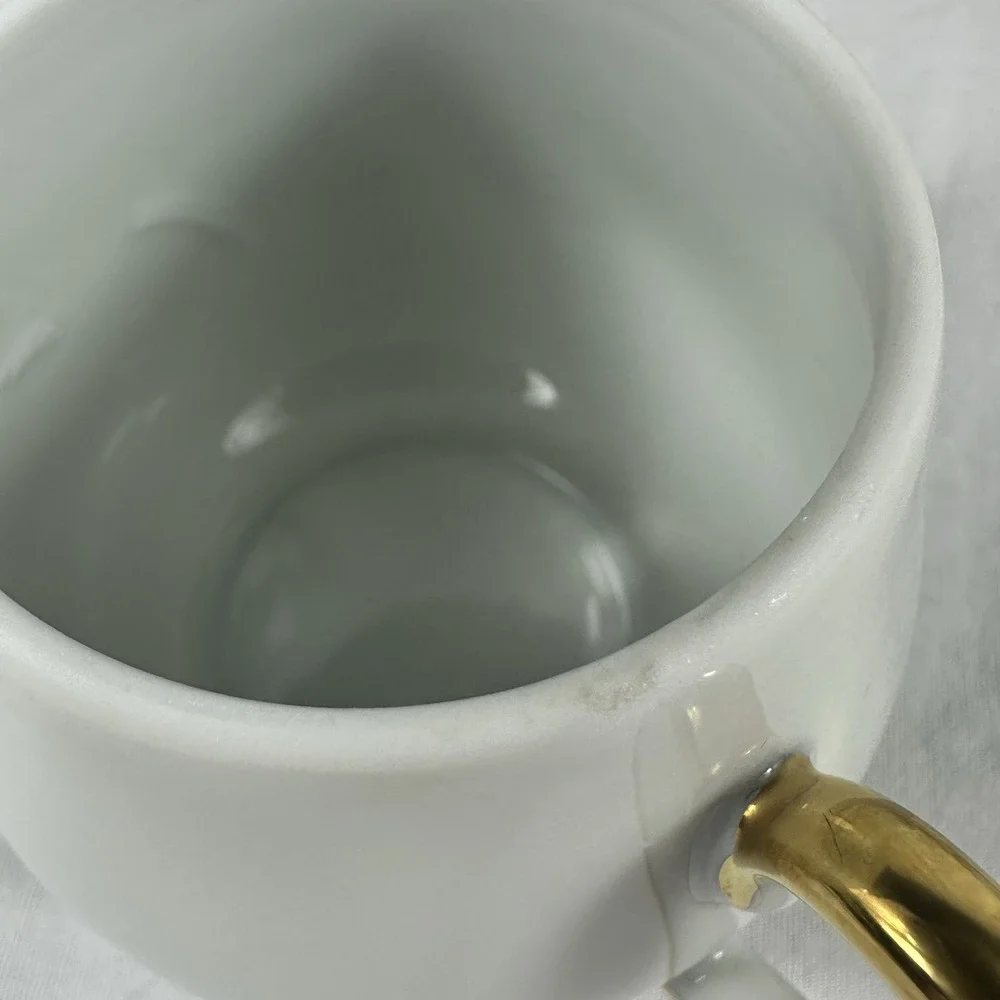 6 Antique Limoges Pot de Crème France Coiffe Porcelain White‎ And Gold